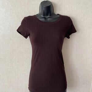 ACTIVE BASIC Women's Round Neck Short Sleeve Tee Basic Top T-shirt, BROWN, SMALL